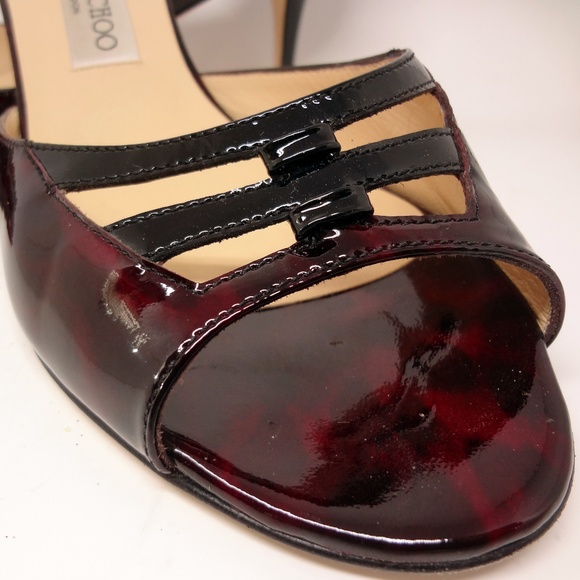 Jimmy Choo 3" Tiana Leopard Bordeaux Patent Leather Size 40 - Picture 3 of 8